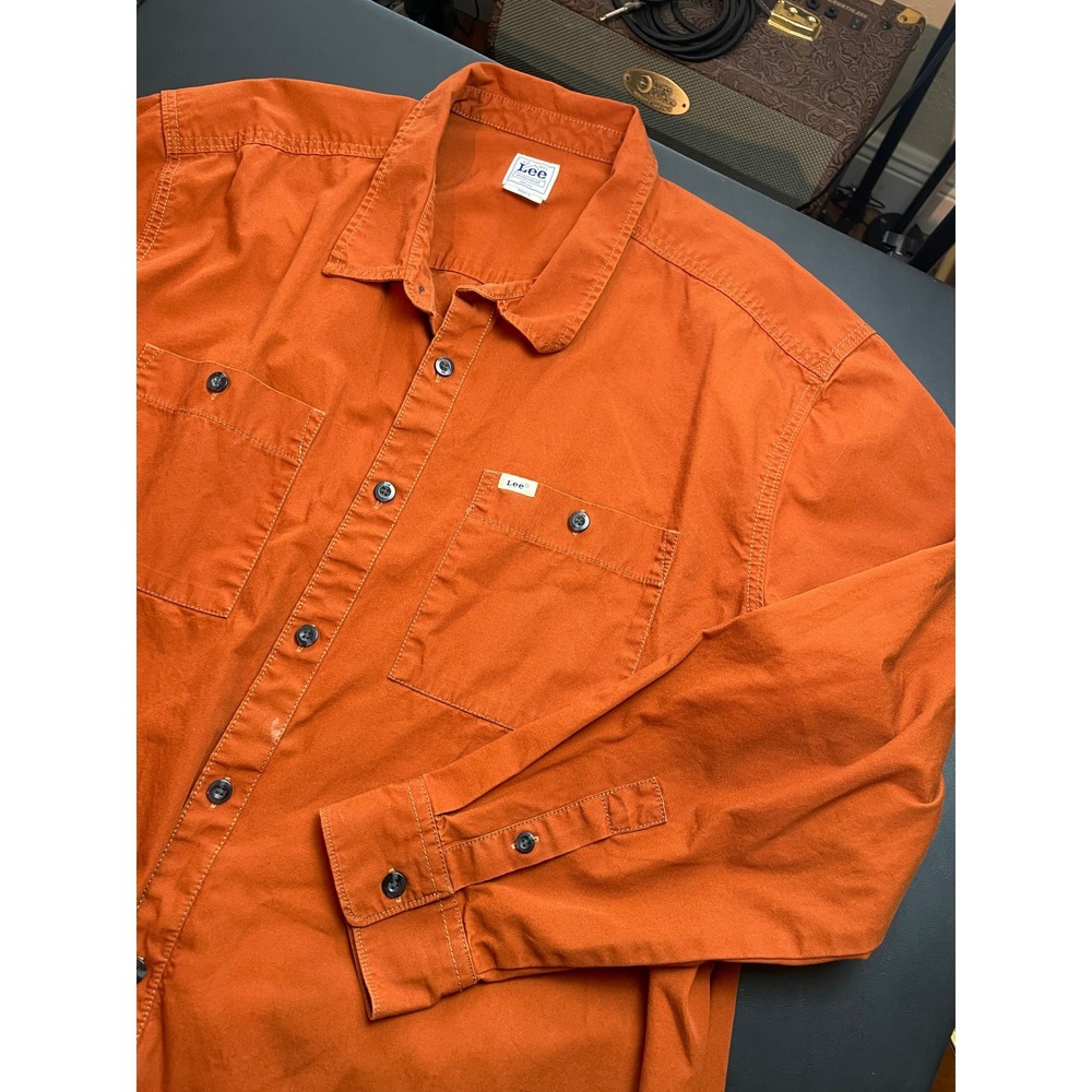 Vintage Lee Workwear Mens XXL Burnt Umber Long Sleeve Cotton Canvas Utility